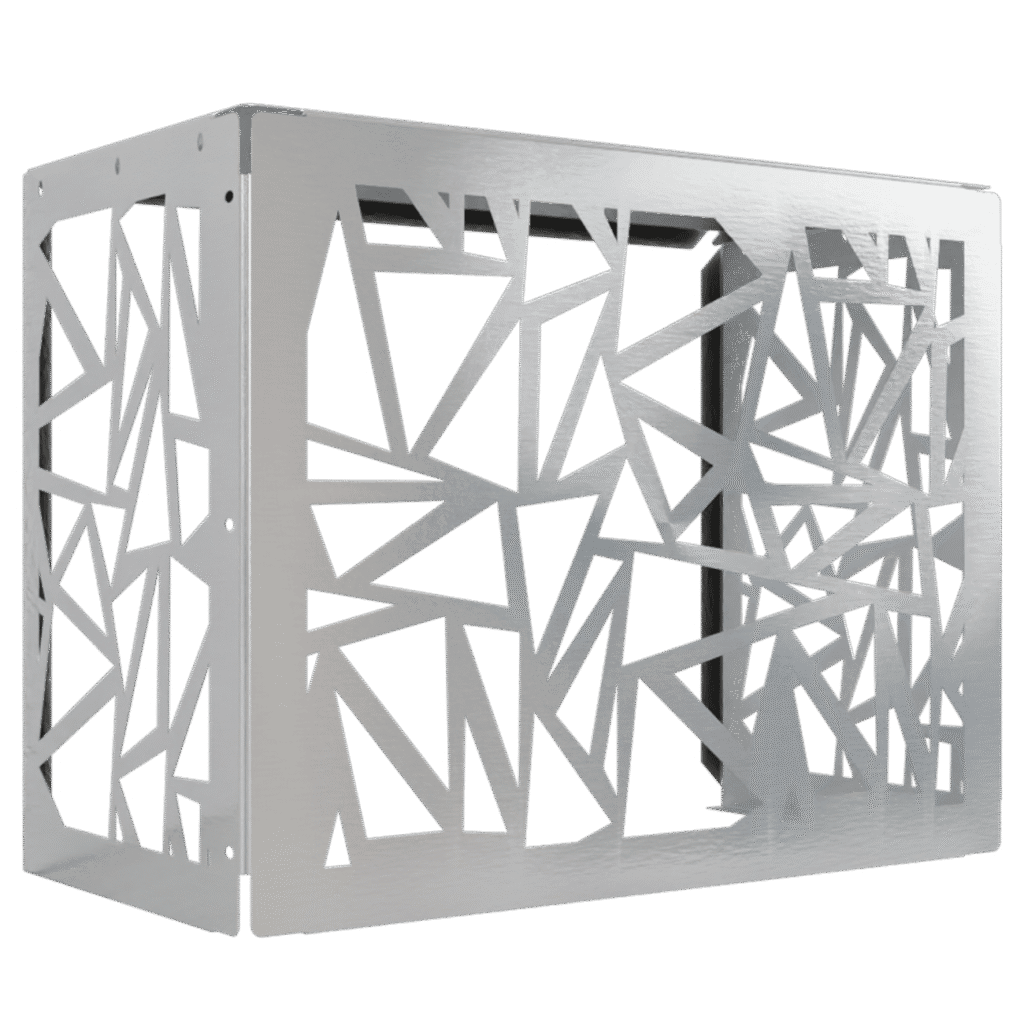 Srebrna, geometryczna konstrukcja z otworami