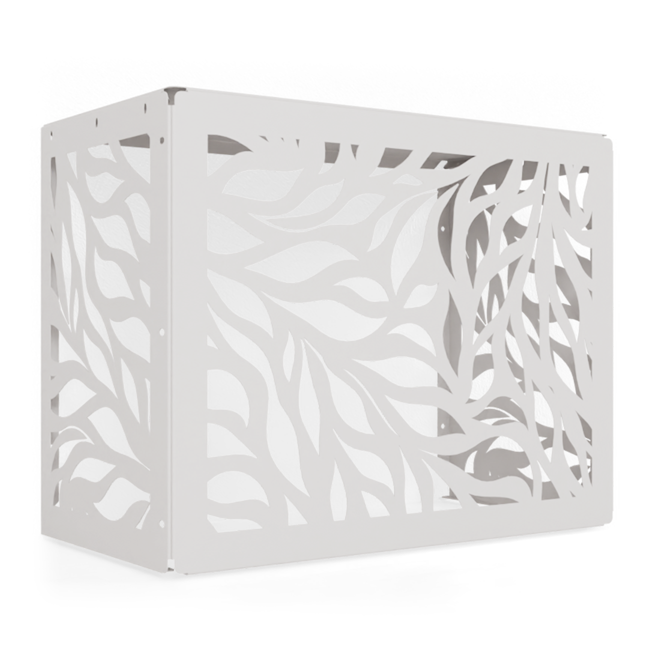 Biała skrzynka z liściastym wzorem