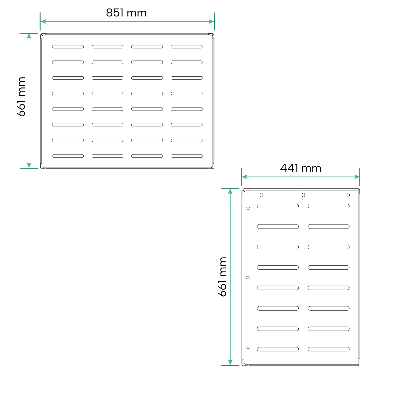 Wymiary blachy perforowanej.