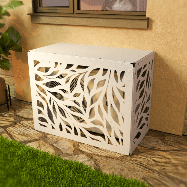 Osłona klimatyzatora LIŚCIE maskownica 85×66×44 cm panel maskujący Biała OK004