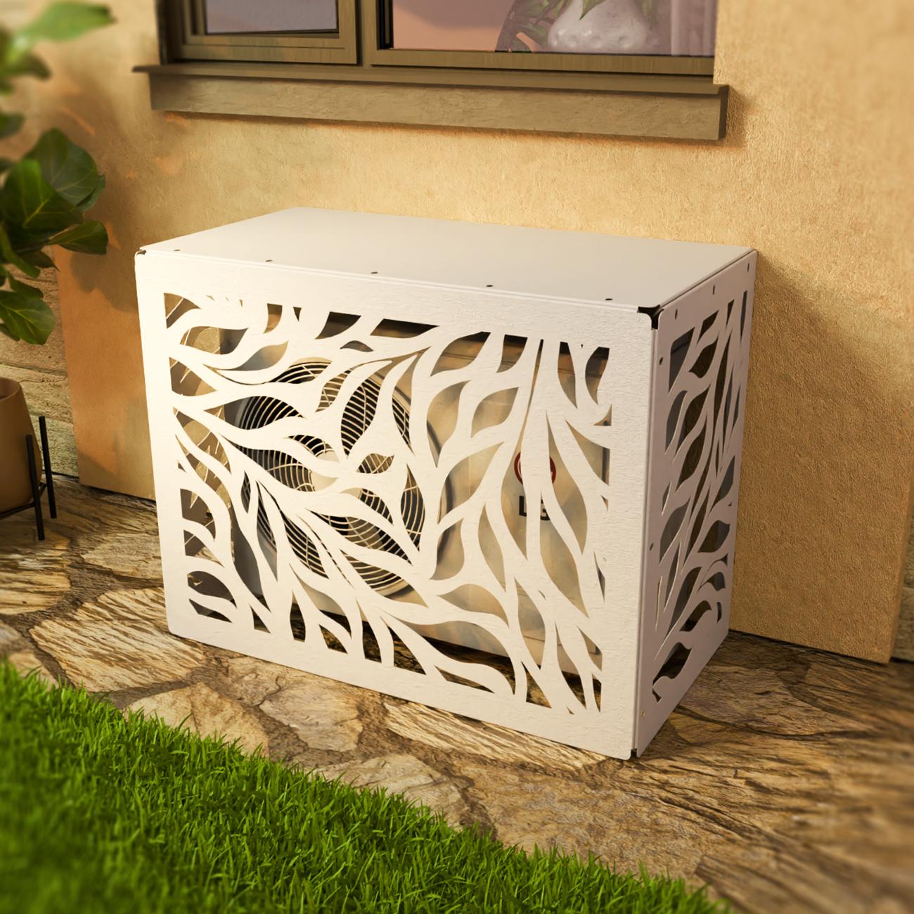 Biały osłon na klimatyzator