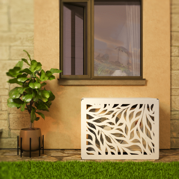 Osłona klimatyzatora LIŚCIE maskownica 85×66×44 cm panel maskujący Biała OK004