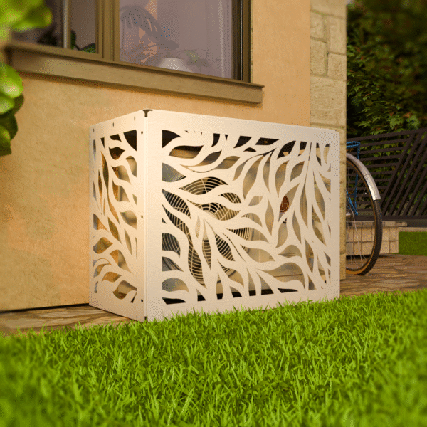 Osłona klimatyzatora LIŚCIE maskownica 85×66×44 cm panel maskujący Biała OK004